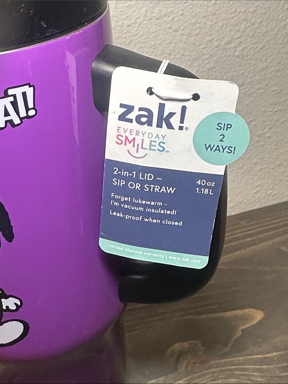 Purple "Trick or Treat" Snoopy Travel Mug with Handle - Picture 3 of 5